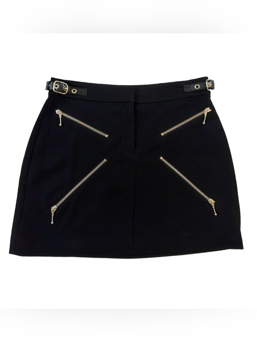 Alexander Wang Cupro Mini Skirt Black Womens Size 8 Multi Zip Edgy Designer